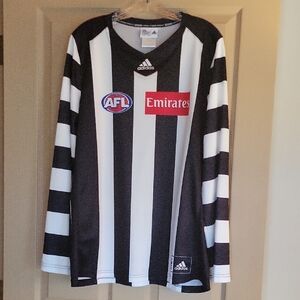 Adidas Black and White Striped Long Sleeve Jersey
